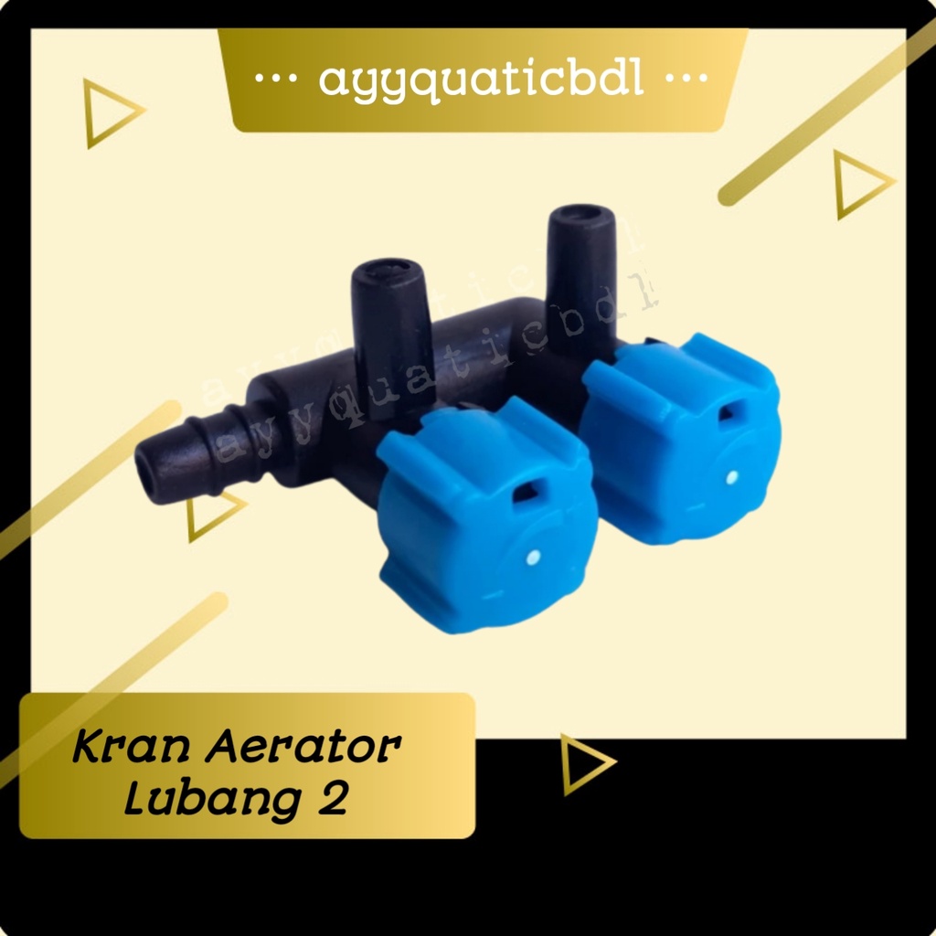 Kran HITAM BIRU 2 lubang cabang keran Udara Plastik Aerator aquarium aquascape