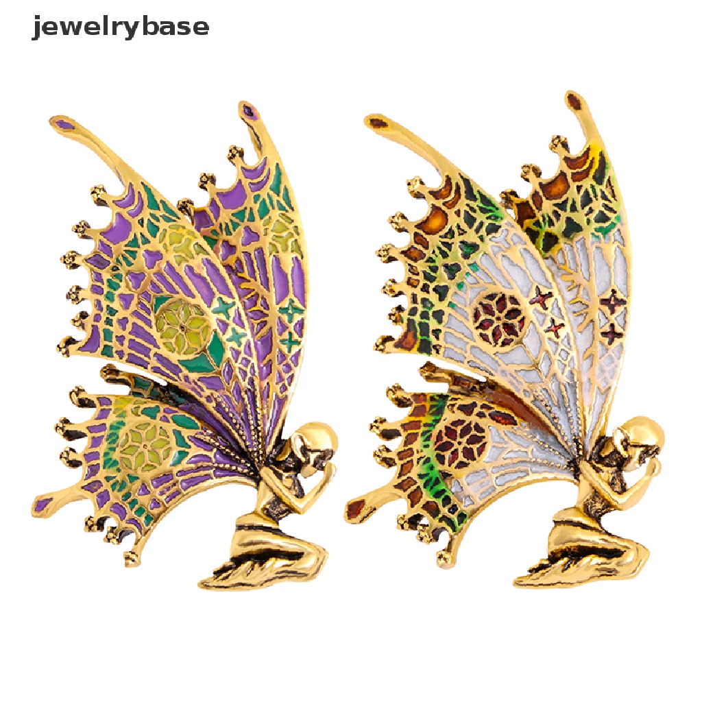 Bros Pin Enamel Bentuk Sayap Kupu-Kupu Gaya Vintage Untuk Wanita