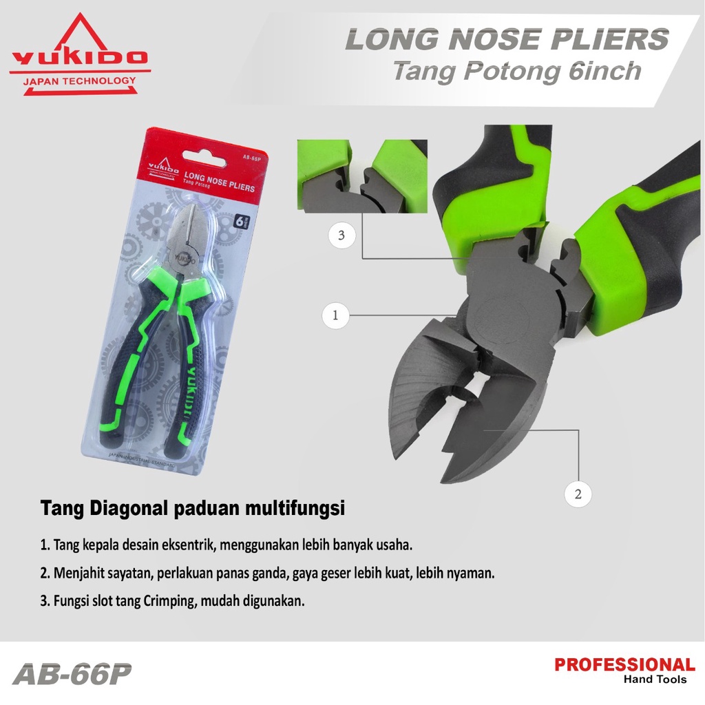 YUKIDO Tang potong 6 Inch Diagonal Pliers 6in multifungsi tang potong kabel tang kupas kabel