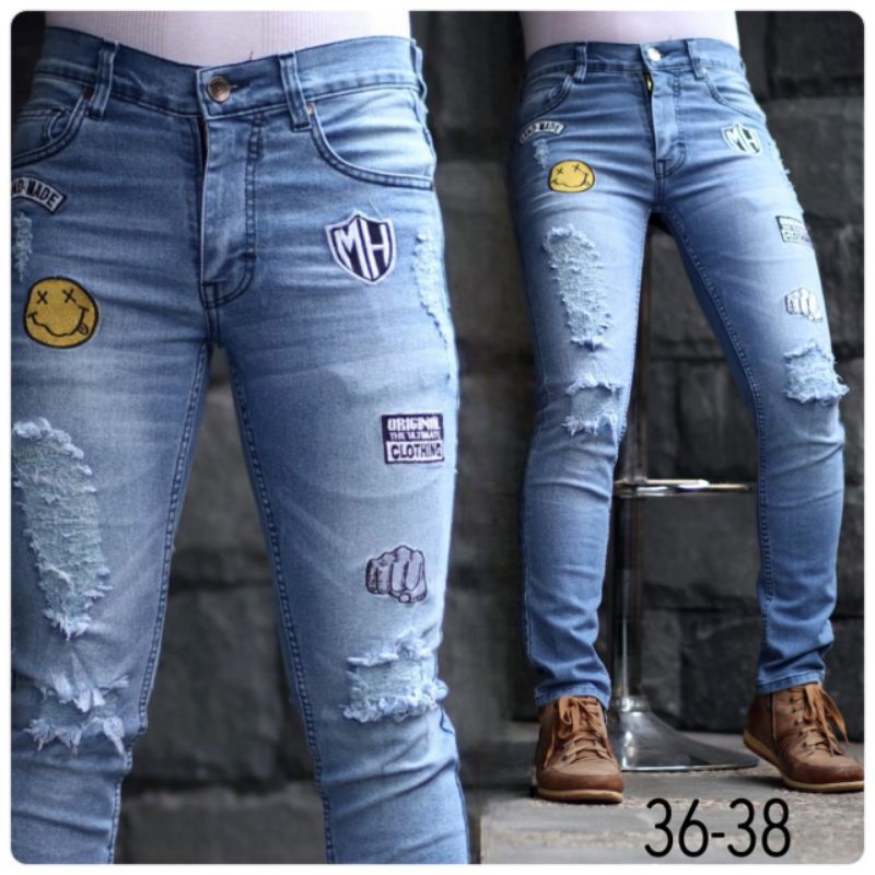 Jeans Sobek Ripped Ukuran 33-38 Jumbo Bigsize