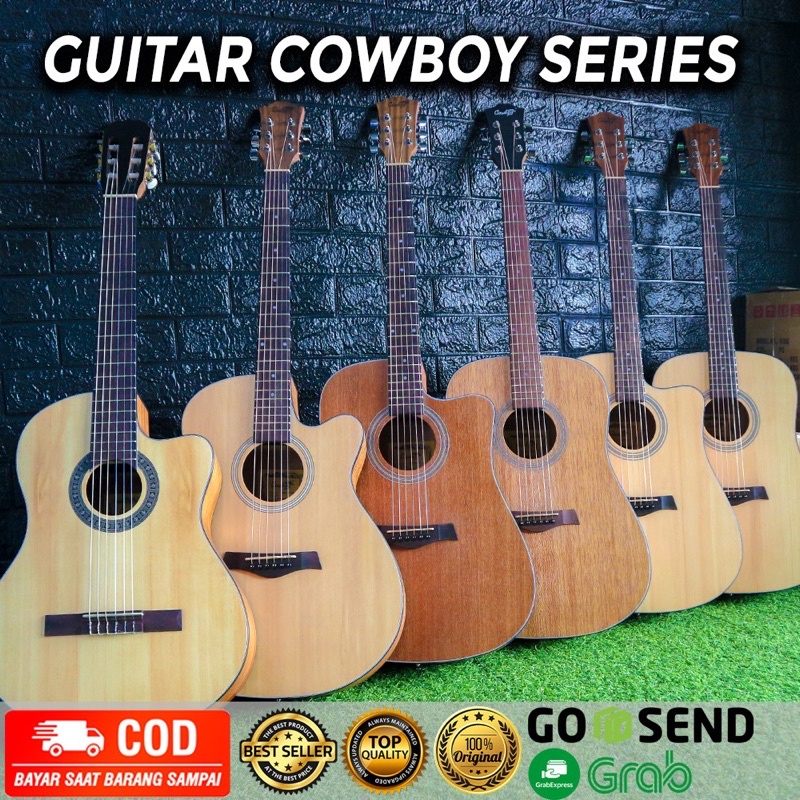 Gitar Akustik dan Elektrik Cowboy Original Lengkap Banyak Seri Banyak Bonus