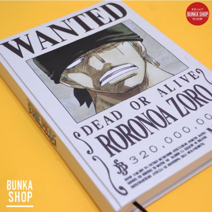 

Note Note Book Anime One Piece Wanted Zoro Hardcover A5 200 Lembar