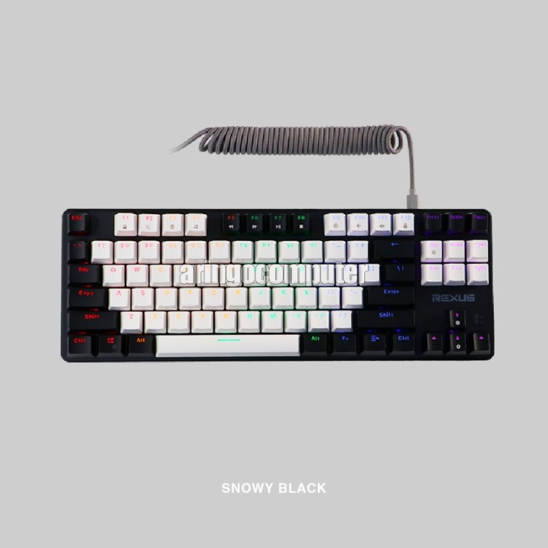 Keyboard Rexus GAMING MECHANICAL MX5.2 SNOWY BLACK WHITE-BLACK BROWN SWITCH