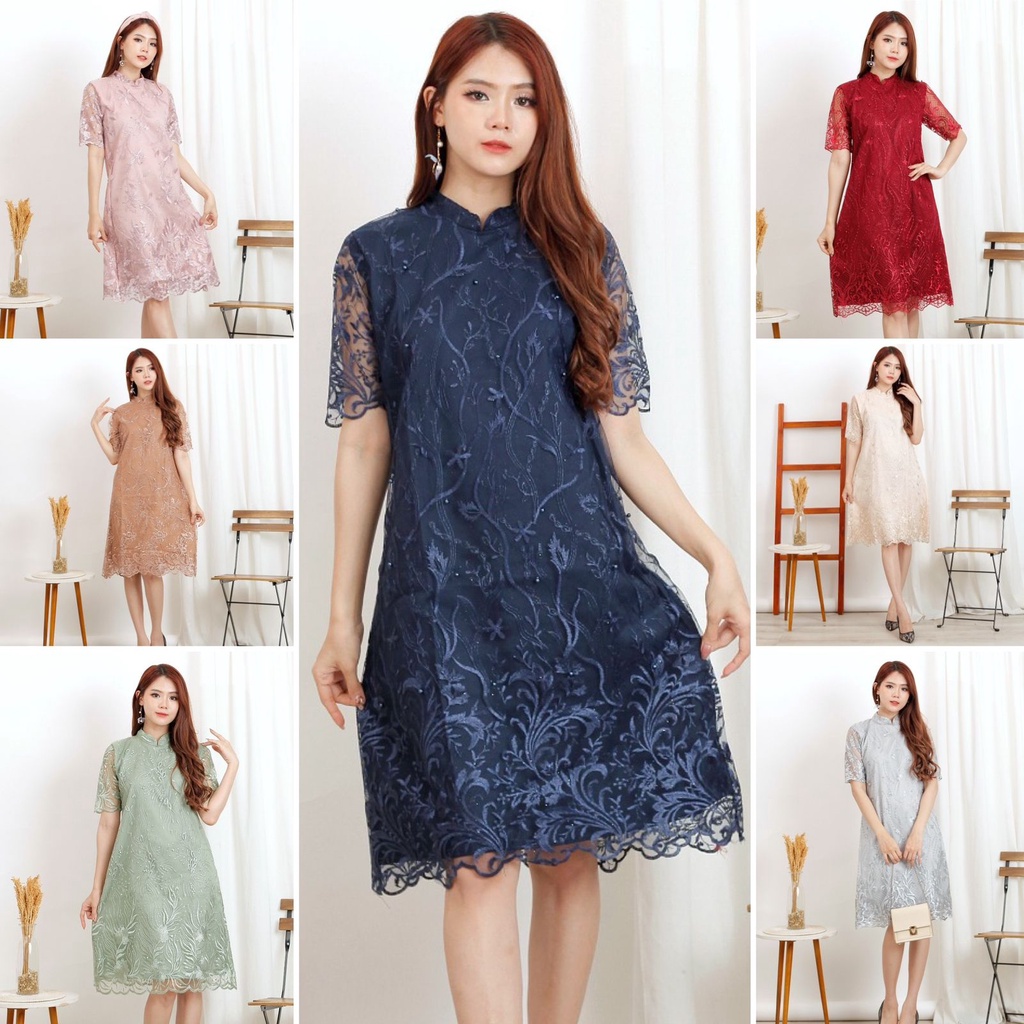 (Ada RealPict) Dress Shanghai Brukat Bordir Tullle Shanghai Glitter Brokat Tille Brokat Tile