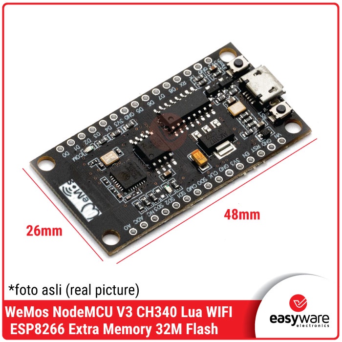 WeMos NodeMCU V3 CH340 ESP8266 Lua WIFI Module Extra Memory 32M Flash