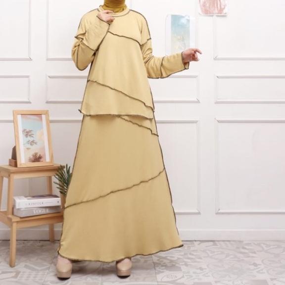 ONE SET LALISA SET ROK JUMBO STELAN VIRAL JAHIT TERBALIK SET BAHAN - Lilac