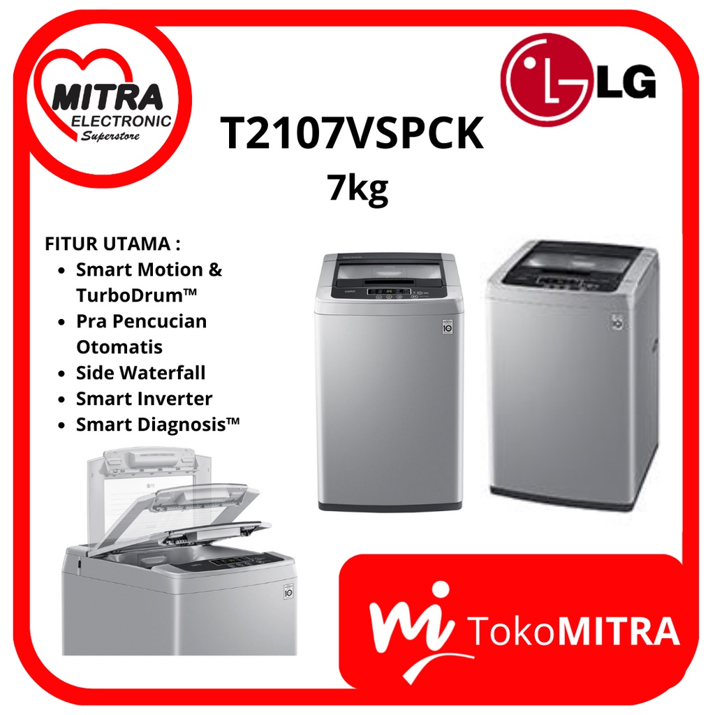 MESIN CUCI TOP LOADING LG T2107VSPCK 7kg