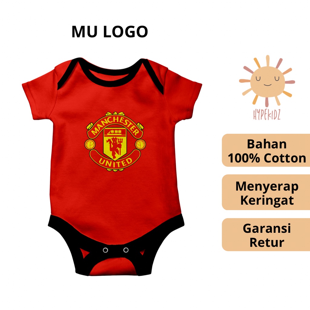 Romper jumpsuit jersey bola baju bayi newborn 0 6 bulan perempuan laki-laki unik Manchester United