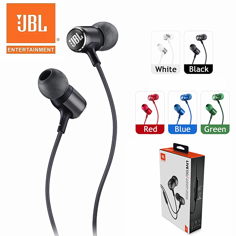 Jbl LIVE100 Headset Earphone Kabel Stereo Deep Bass Dengan Mic Jack 3.5mm Untuk Olahraga