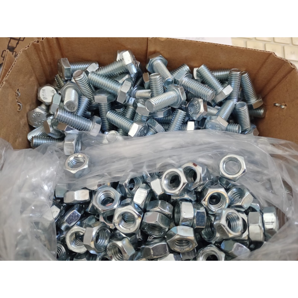 BMP M10X50/ BAUT MUR PUTIH M10X50/ BAUT MUR HEX PUTIH M10X50