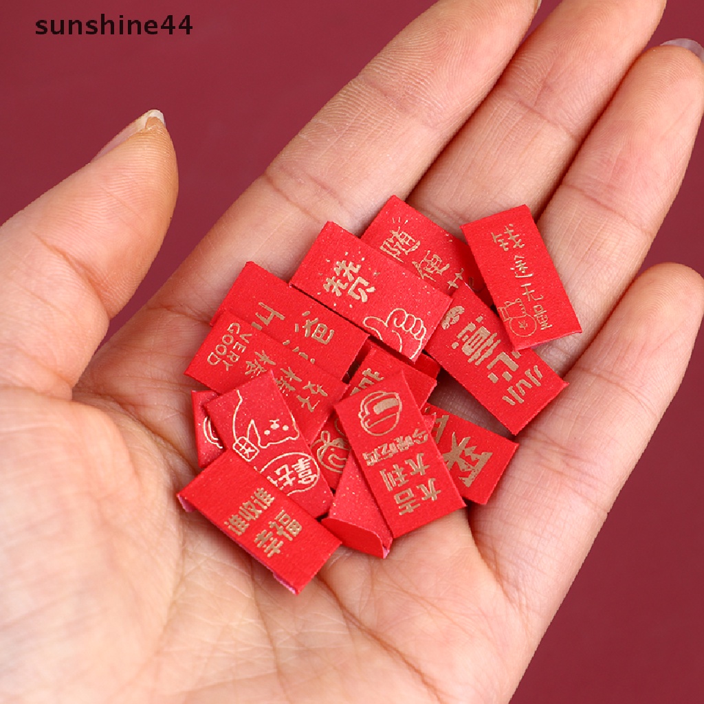 Sunshine 10Pcs Mainan Stiker Amplop Merah Skala 1: 12 Untuk Dekorasi Rumah Boneka