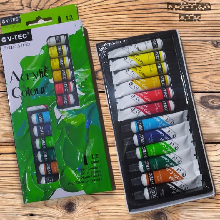 

TREND Cat Akrilik 12 Warna Vtec / Cat Acrylic Colour Paint Set V-tec Lukis Kanvas ❁ 883