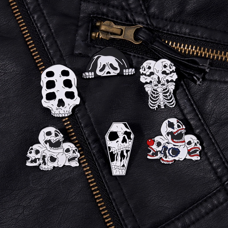 Bros Pin Desain Tengkorak Gaya Punk Untuk Aksesoris Pakaian