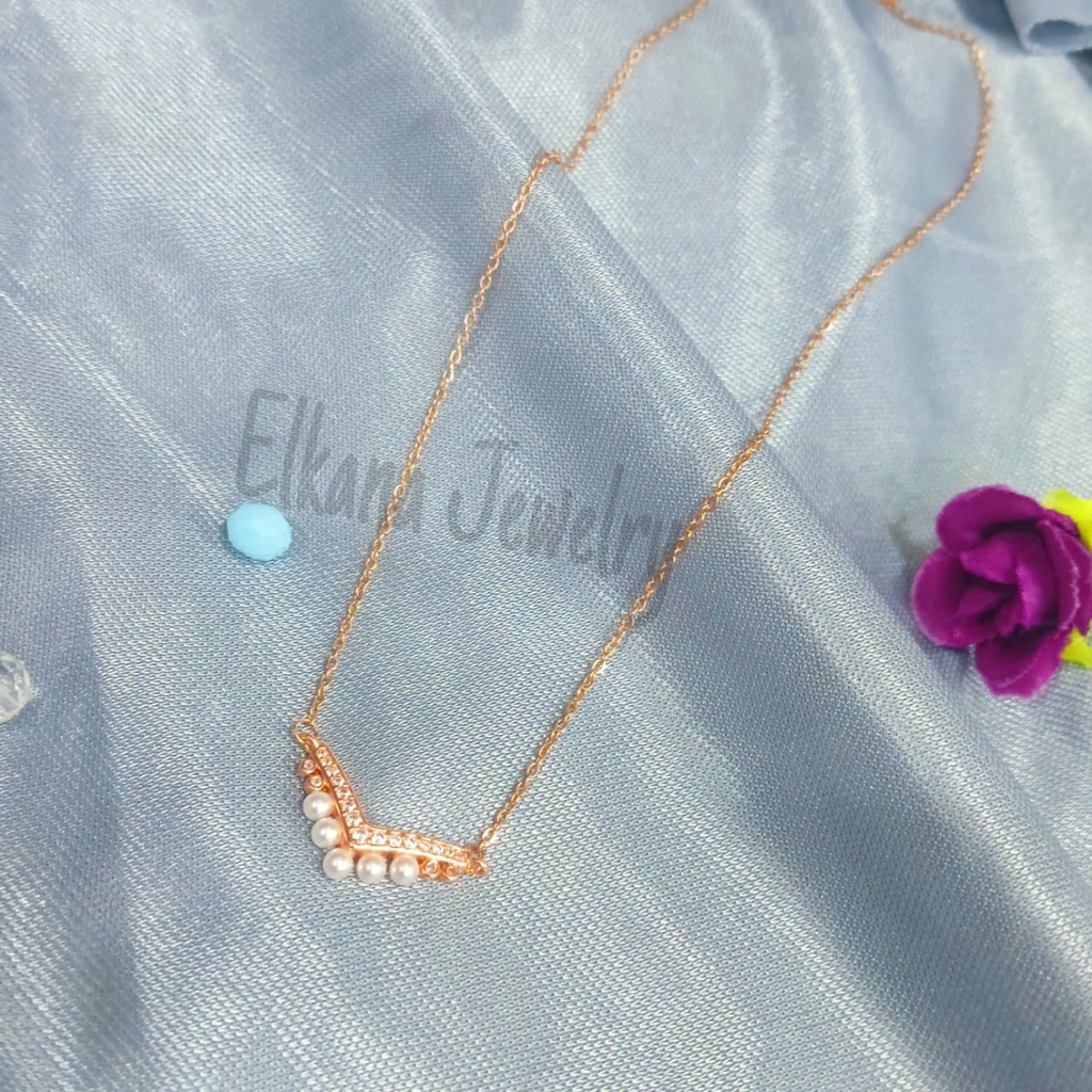 KALUNG TITANIUM AUREL MUTIARA Perhiasan super berkelas korea anti karat dan anti luntur