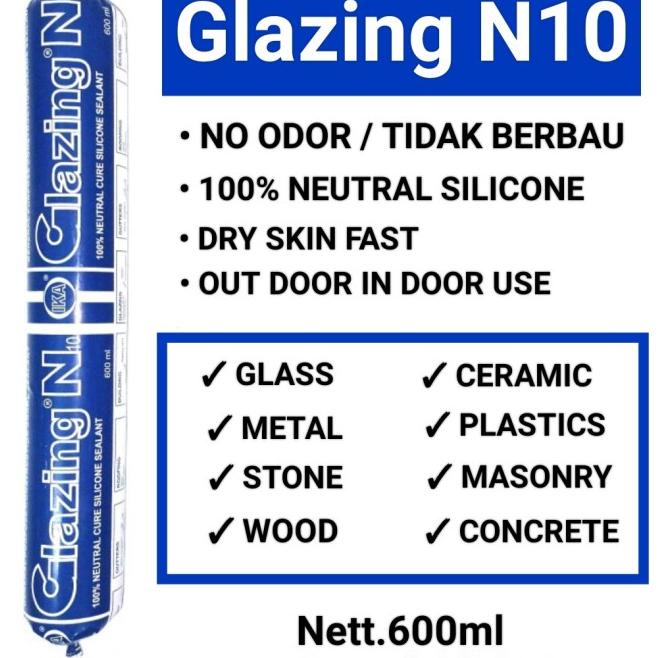 

SILICONE SEALANT SOSIS GLAZING N10 IKA - 600ml NEUTRAL 100% - Putih
