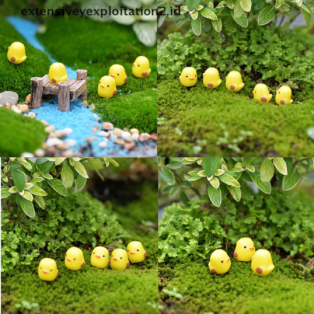 5 Pcs Miniatur Ayam Kuning mini Untuk Dekorasi Taman Rumah Boneka