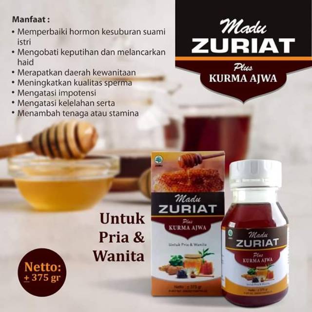 

Madu Zuriat Zurma plus Kurma Ajwa Solusi Cepat Hamil