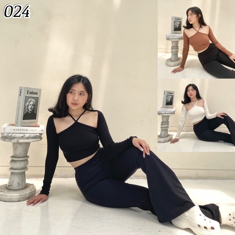 Somi Top - Atasan Wanita - Longsleeve 024 Basic Coulour - Atasan Rib Knit Import - Hemmy Top - NKD