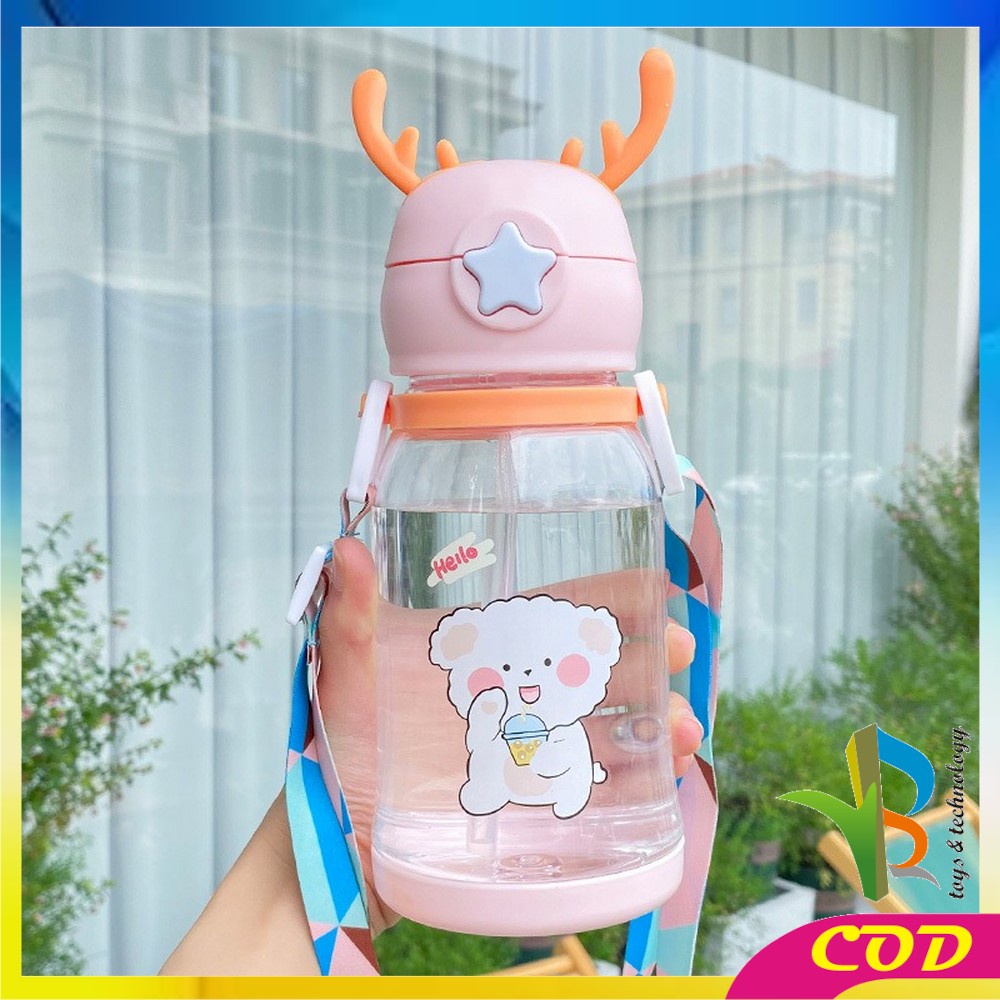 RB-C302 Botol Air Minum Anak Sedotan 610ml Model Tanduk Rusa Lucu / Botol Minum Anak BPA FREE Food Grade