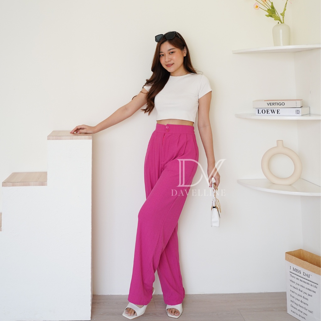 Davelline • Jisoo Knit Pants • Celana Knit pocket berkualitas • celana knit pants