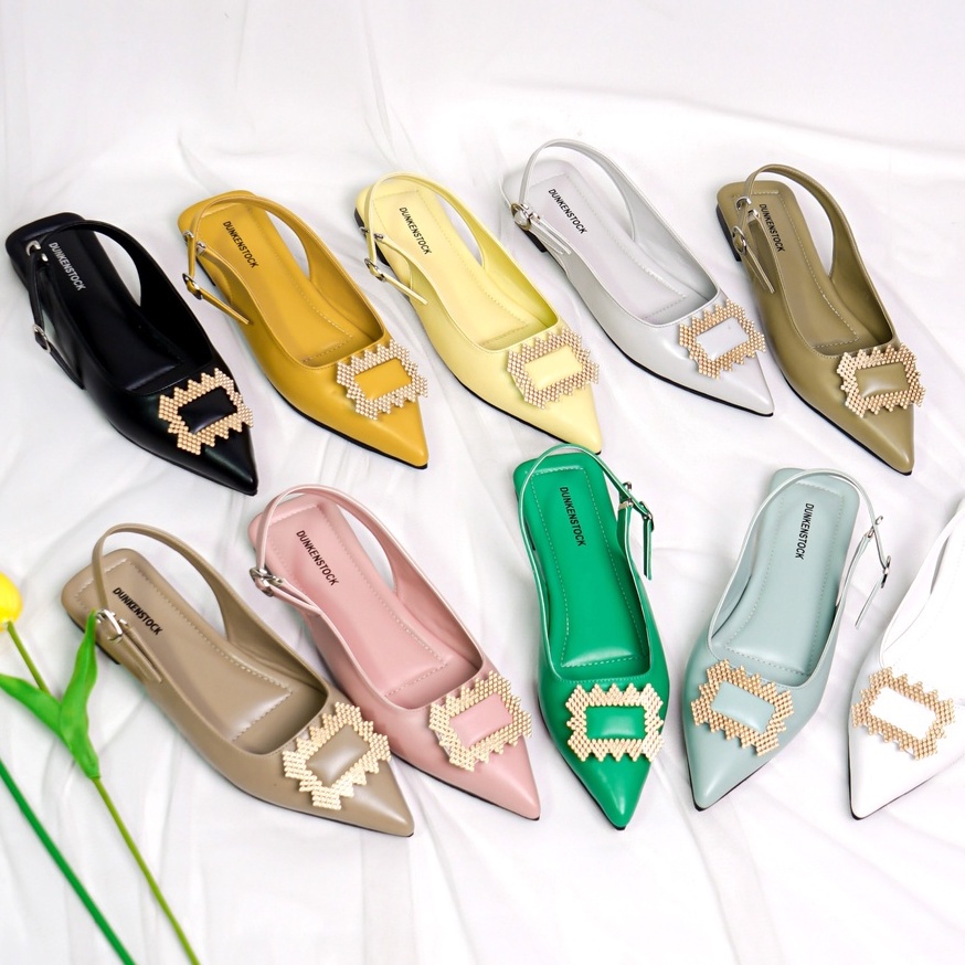 LAPEPA YUK - Dunkenstock KATYA Sepatu Sandal Wanita Flatshoes 1cm Size 36 - 40 Tidak Licin Flat Shoes untuk Kerja Kantoran Kuliah Casual Belezza 37 38 39 Warna Pink Salem Belleza Kekinian Premium Terbaru Shoes Ori Original Mall Official Store