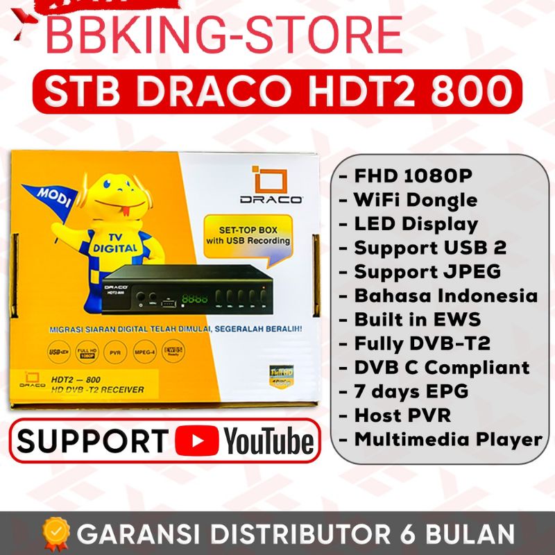 Set Top Box STB Draco HDT2 800 Garansi 1 Tahun Original