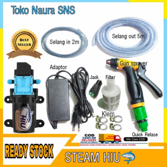 Dinamo pompa DC 12v hiu / Alat cuci steam motor / Jet gun sprayer