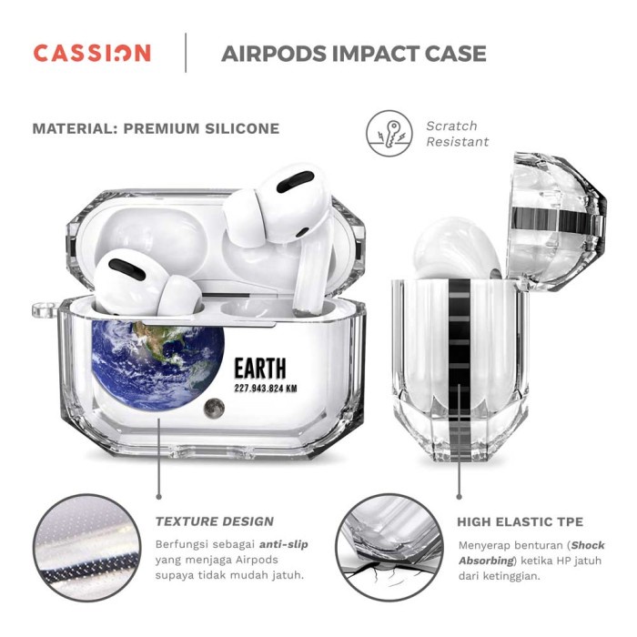 earphone Airpods Impact Case Custom - Airpods 1 / 2, Hitam mini termurah bluetooth gaming original t