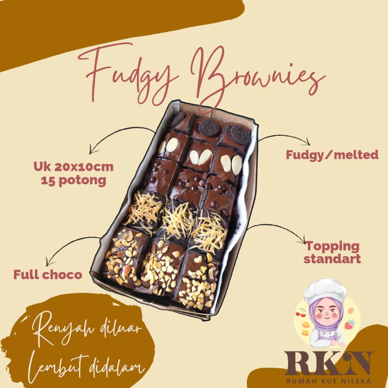 

Brownies Fudgy Reguler, Brownies Fudgy Murah, Ukuran 20x10cm, Brownies Panggang