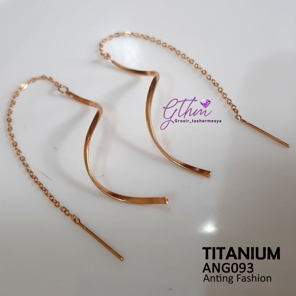 Anting Titanium Spiral Jurai Panjang Anti Karat Perhiasan fashion Import Premium Ang093