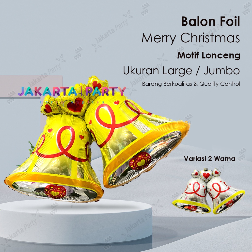 Balon Foil Natal / Balon Merry Christmas / Balon Foil Lonceng Jumbo