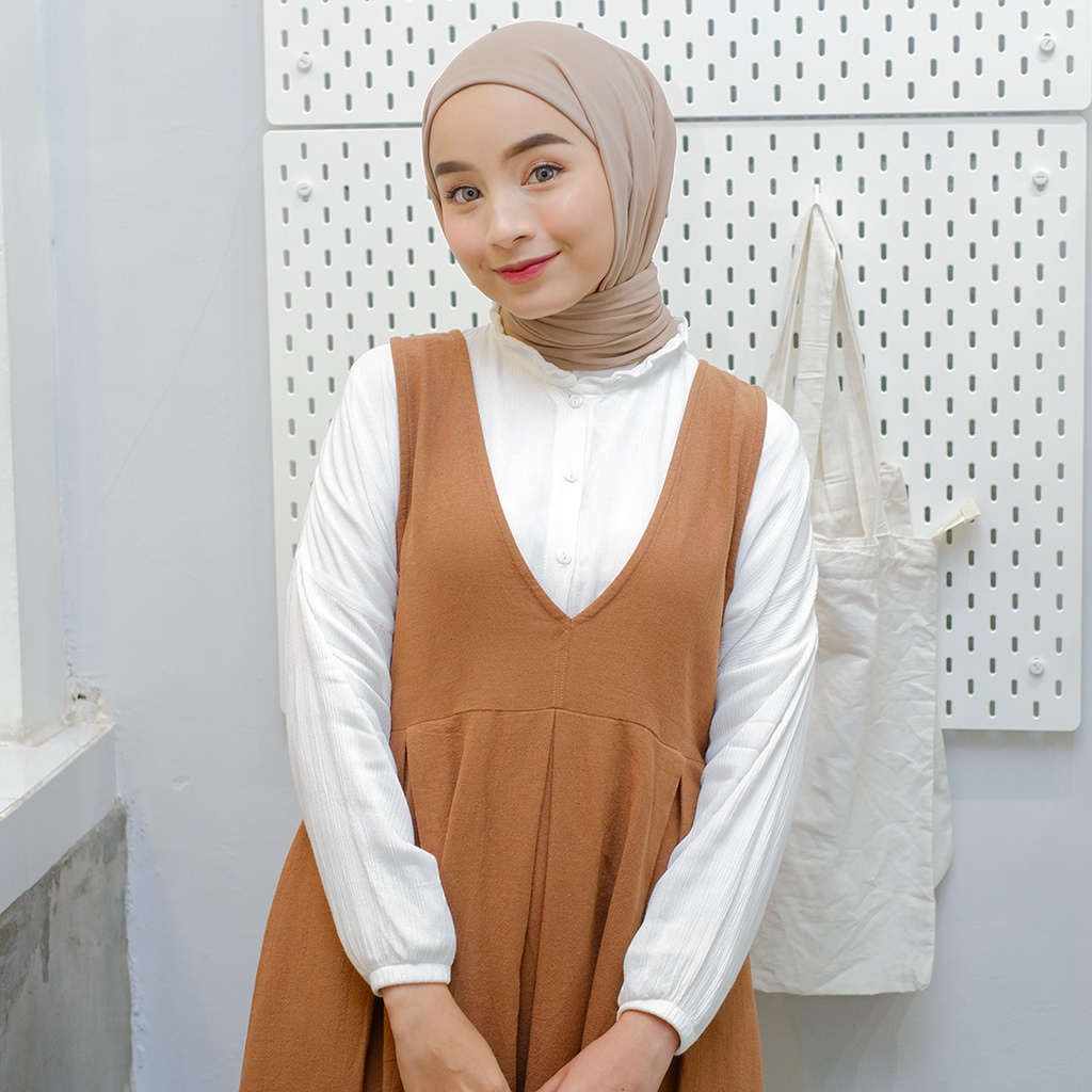 Anna Overall Long Dress | Long Overall Dress Berbahan Linen Premium [YEPPUOUTFIT]