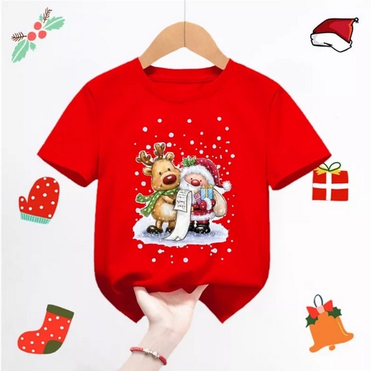 Jeco fashion Kaos Tshirt Christmas DTF Print Size 6-10