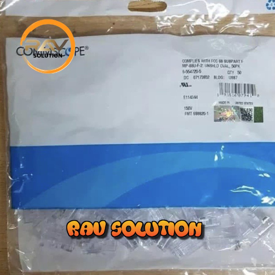 konektor rj45 Commscope AMP connector CAT5e ORIGINAL 50pcs-bag/rj45 amp comscope  - RAV SOLUTION