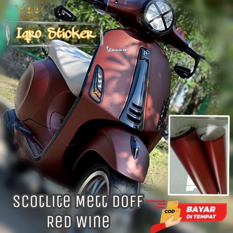 Sticker Scotlite Merah Tua RedWine Mettdoff Skotlet Motor Merah Tua Doff Stiker Skotlet Motor Scoopy