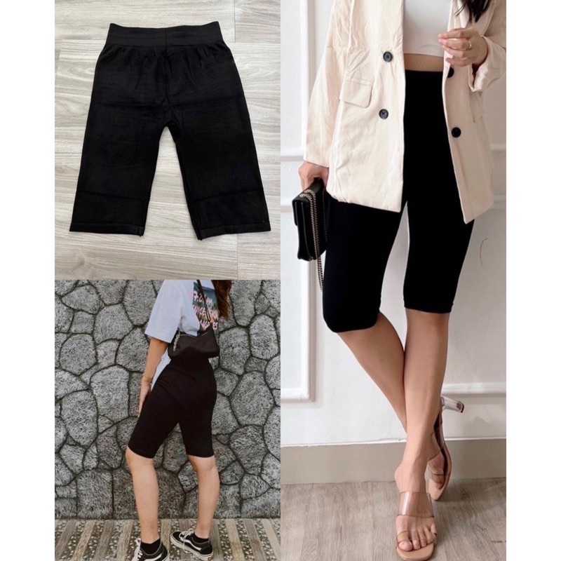 Legging Pendek 2per4 Tebal | Legging Pendek Import | Celana Legging Selutut | Biker Short | Legging Pendek Highwaist | Legging Tebal