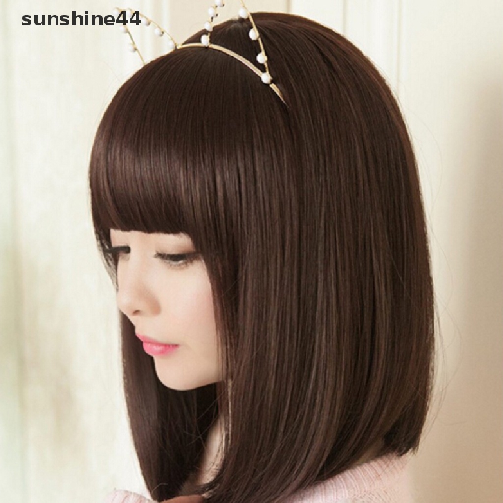 Sunshine Wig / Rambut Palsu Wanita Model Bob Lurus Natural Gaya Brazil