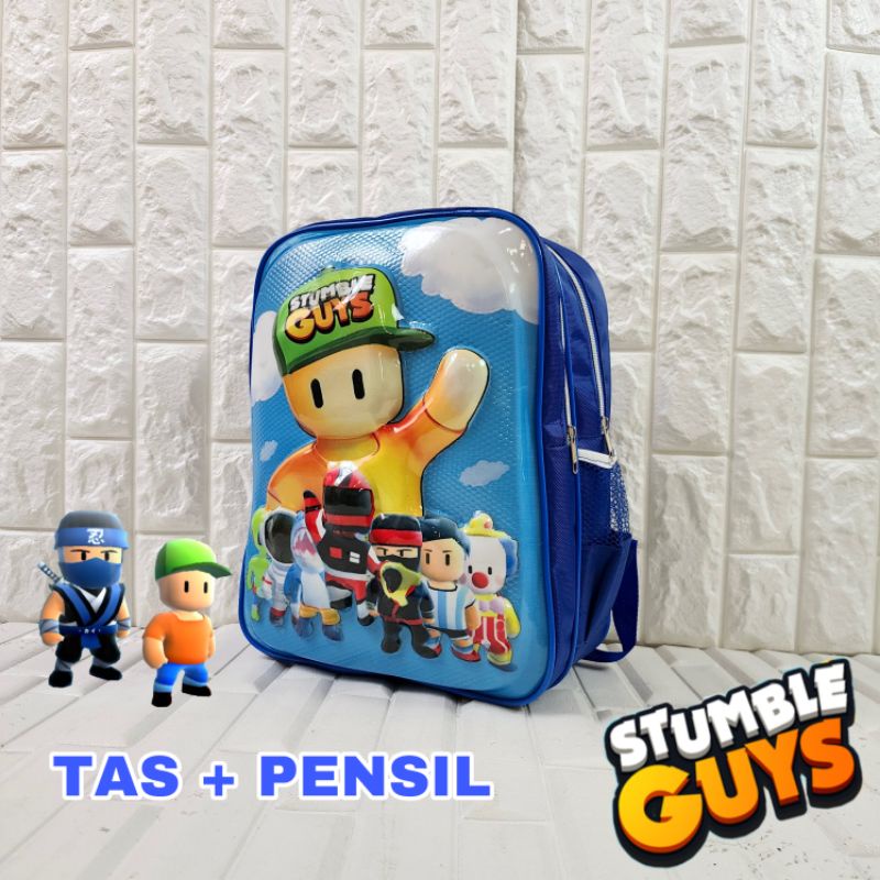 Tas Stumble Guys Anak Perempuan dan Laki Laki Berbonus - Ransel Stumble Guys Anak - Tas Anak SD - Tas Sekolah Anak Laki-laki Stumble Guys  Gratis Botol Dan Misting - Tas Anak Karakter Lucu - Ransel Karakter Kartun Stumble Guys