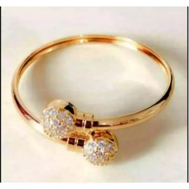 Gelang titanium Gold motif bola permata