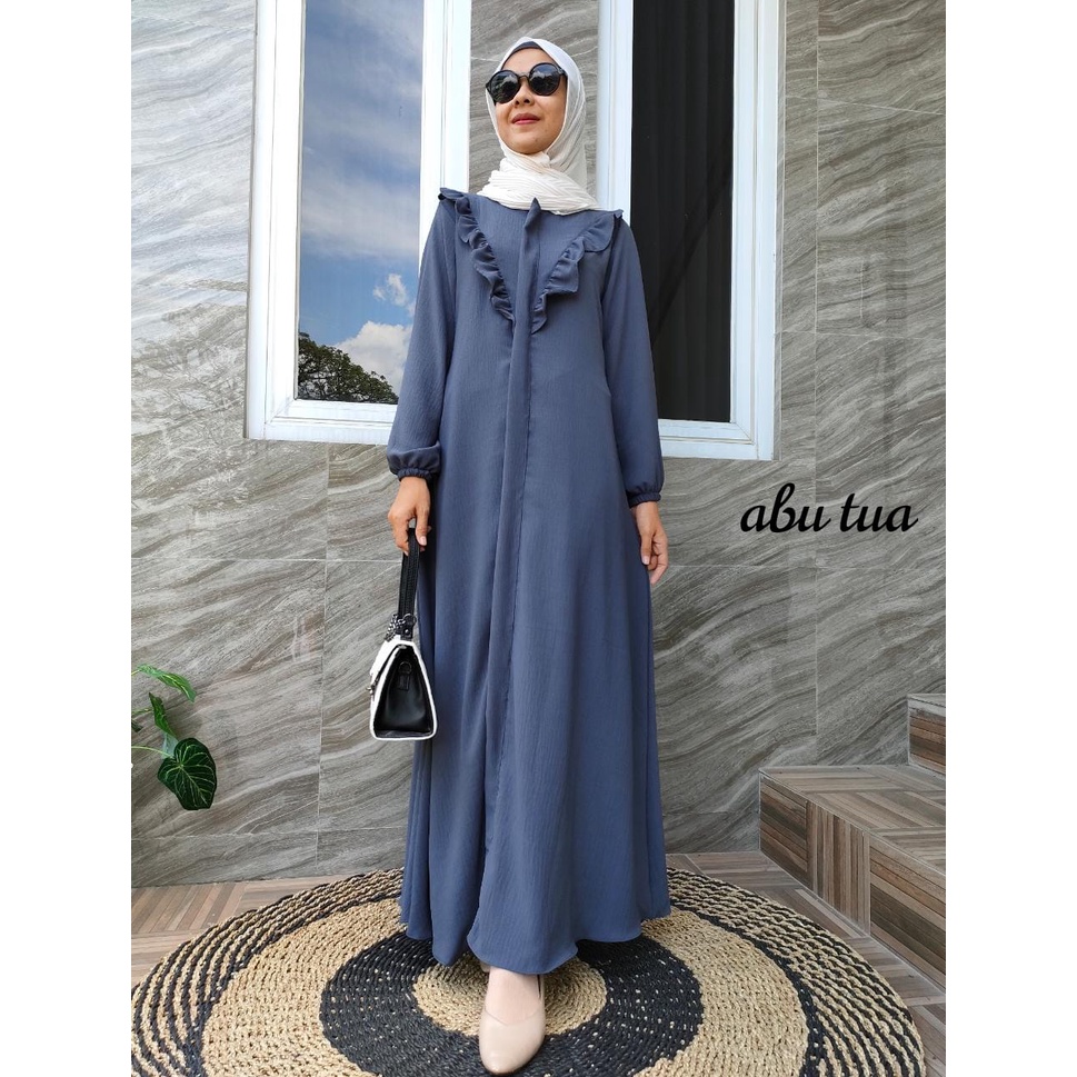 Gamis Livy Crinkle Airflow / Gamis Crinkle Rumbai Depan / Gamis Crinkle Premium