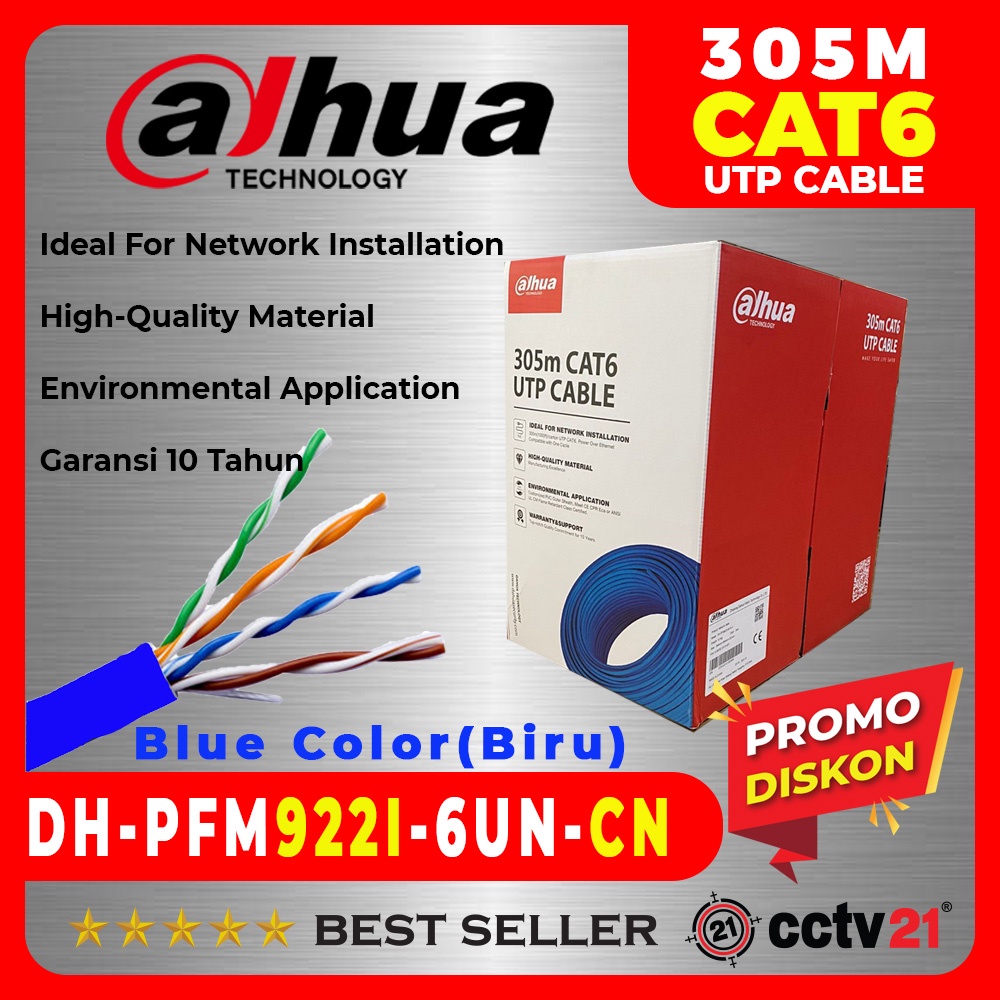 Kabel DAHUA CAT6 LAN Data UTP IP CAT 6 DH-PFM922I-6UN-CN 305M Blue Color