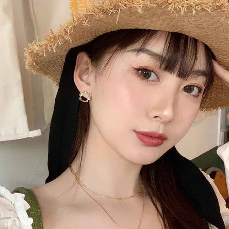 Anting Bentuk Lingkaran Bahan S925 Silver Untuk Wanita