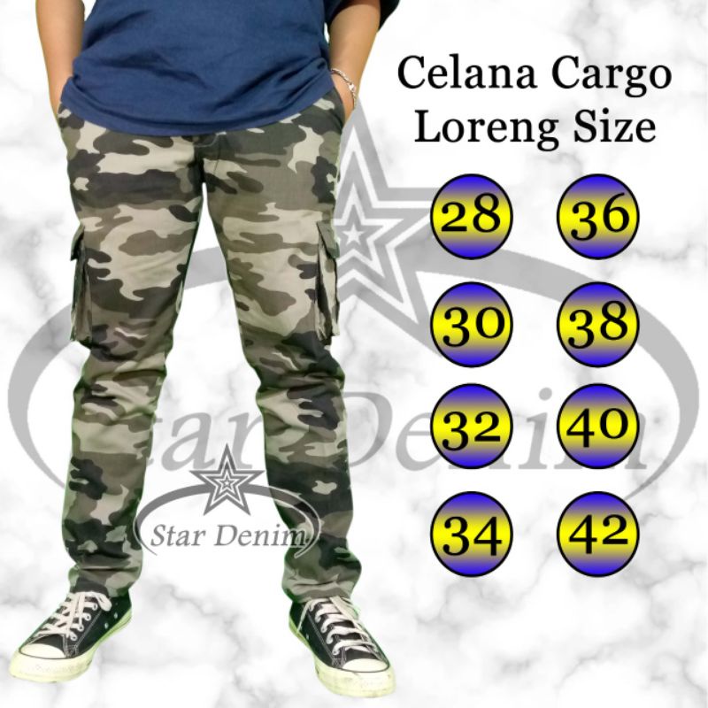 Celana Cargo Loreng Panjang Pria Star Denim Terbaru Premium / Celana Cargo Loreng Star Denim Terlaris / Celana Cargo Loreng Pria / Celana Cargo Loreng Pria Kanvas 28-42