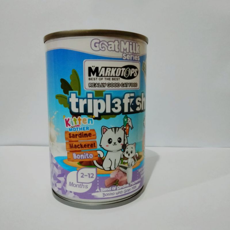 Markotop New Kaleng tripl3fish 400gr kitten mother mackerel sarden tuna rose