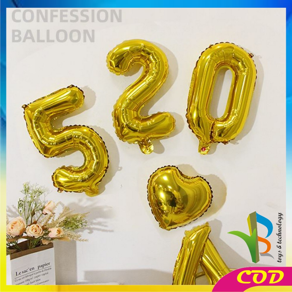 RB-C390 Balon Foil Huruf Gold A-Z Balon Foil Angka 0-9 / Ballon Foil Abjad Alphabet Angka Polos / Baloon Huruf Dan Angka Perlengkapan Ulang Tahun