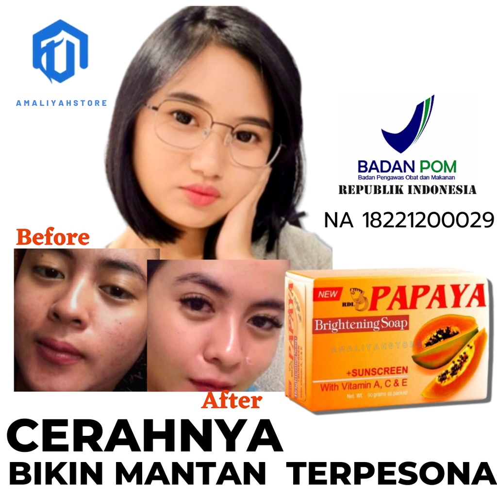 Sabun Pepaya Rdl Original 100 Sabun Mandi Papaya Pemutih Badan Untuk Cuci Muka Pria Dan Wanita Cepat Glowing 135 Gram Original Bpom