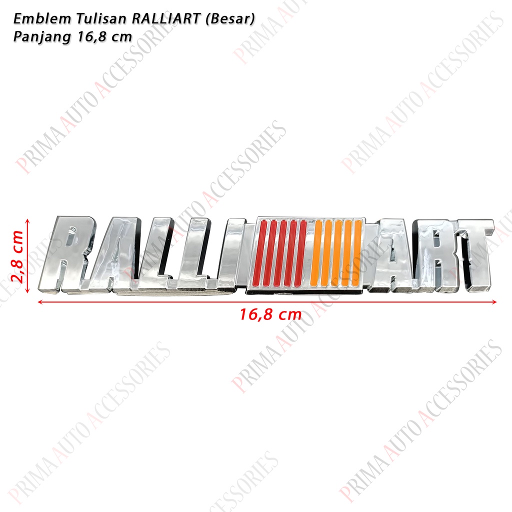 Emblem Mobil (Tulisan) RALLIART Chrome Besar 16,8 cm