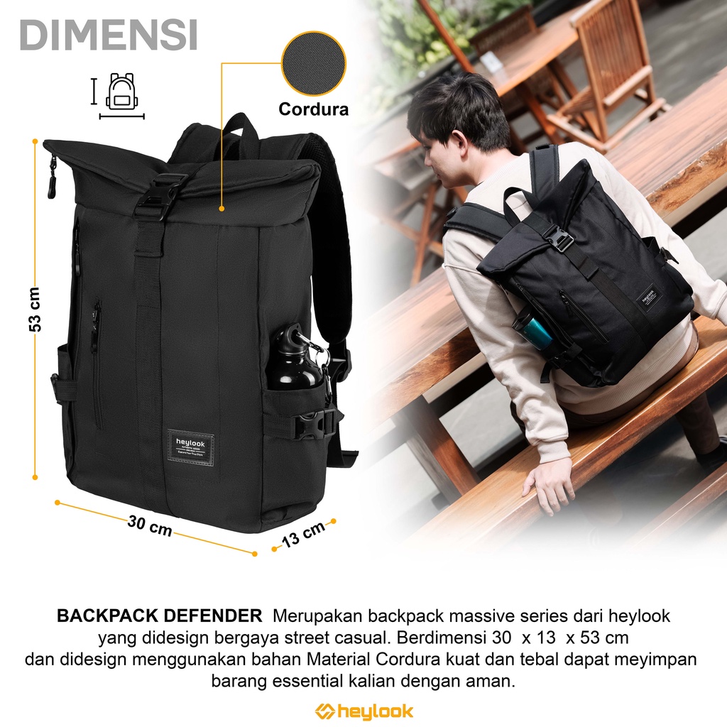 HEYLOOK Project - (Paket Hemat Pelajar)  Tas Ransel Laptop DEFENDER 14-15 inch Tas Punggung Kuliah Wanita Tas Sekolah Perempuan Backpack Kerja Pria Terbaru