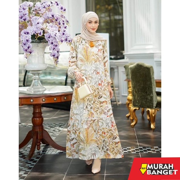 model gamis kombinasi polos terbaru 2022 Gamis ElSiete Barlian Dress