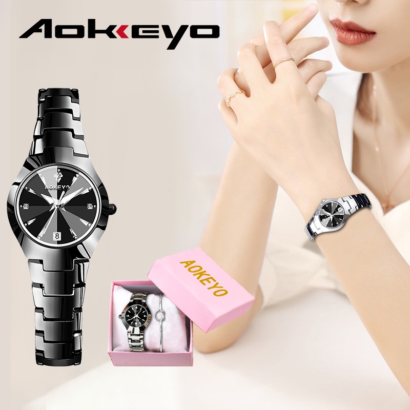 Tinyy.co - AOKEYO W101 Jam Tangan Wanita Original Berlian Anti Air Analog Bisnis Kuarsa Jam Tangan